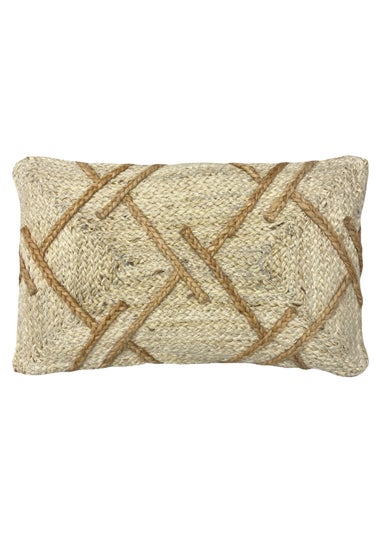 furn. Boda Natural Jute Geometric Cushion (30cm x 50cm x 8cm)