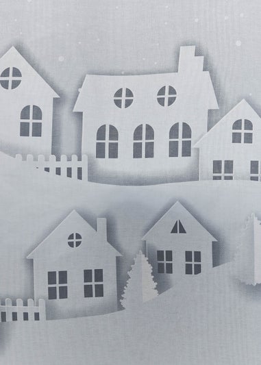 Catherine Lansfield Santa's Christmas Roof Slot Top Curtain Panel