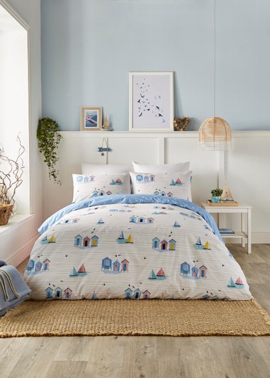 Fusion Beach Huts Blue Duvet Cover Set