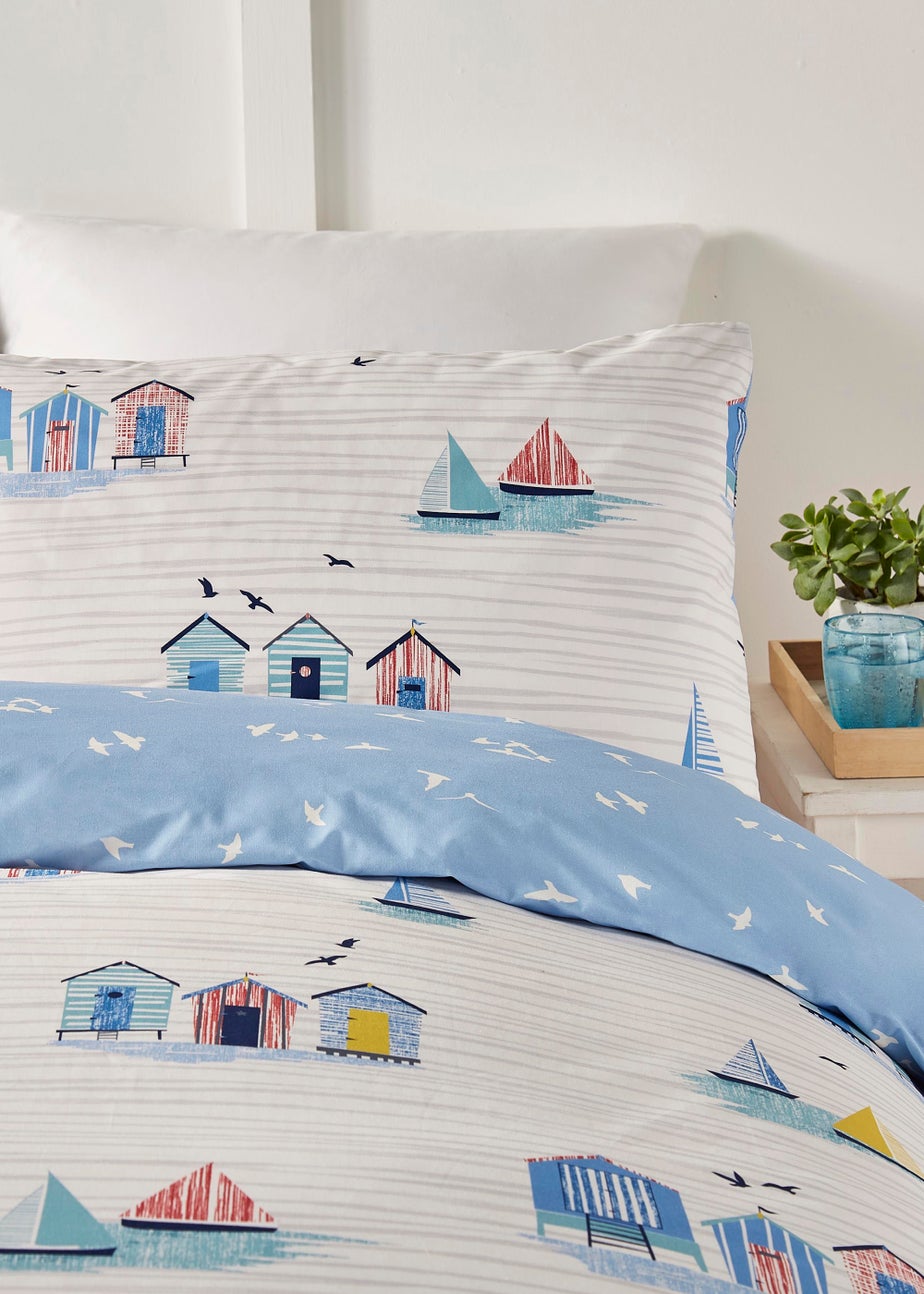 Fusion Beach Huts Blue Duvet Cover Set
