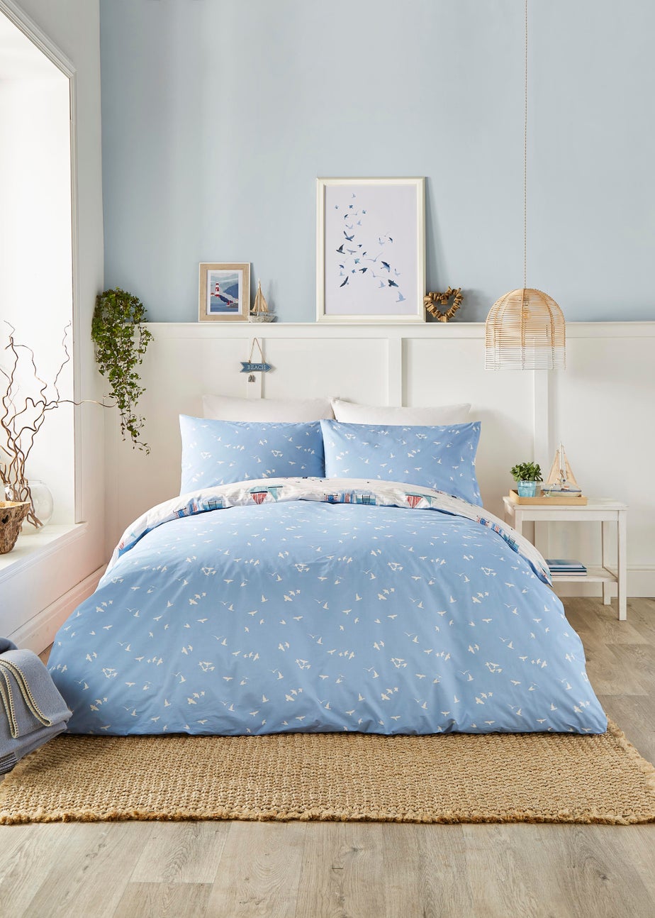 Fusion Beach Huts Blue Duvet Cover Set