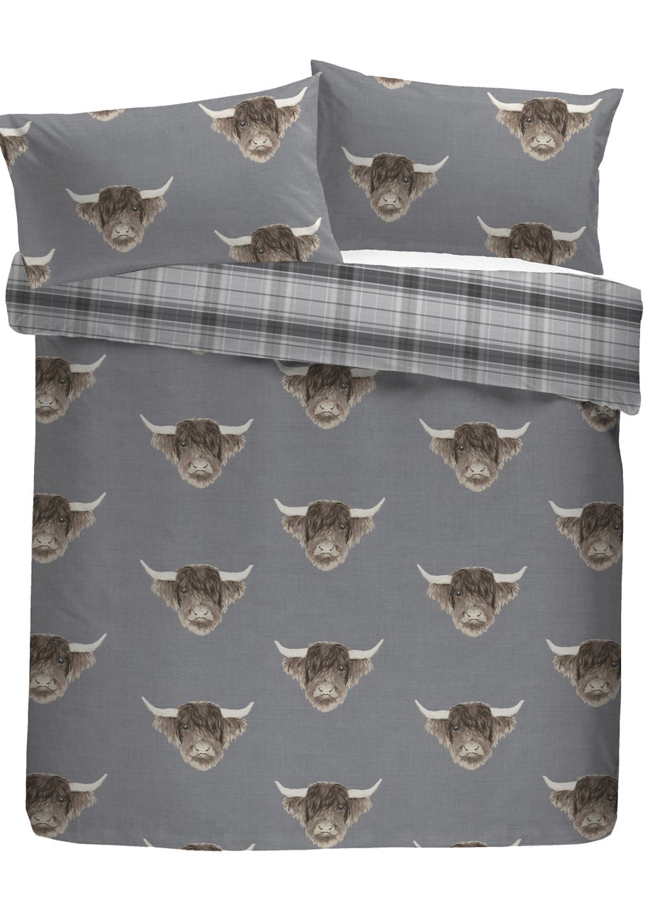 Fusion Highland Cow Grey Duvet Cover Set