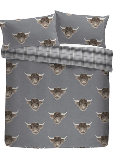 Fusion Highland Cow Grey Duvet Cover Set