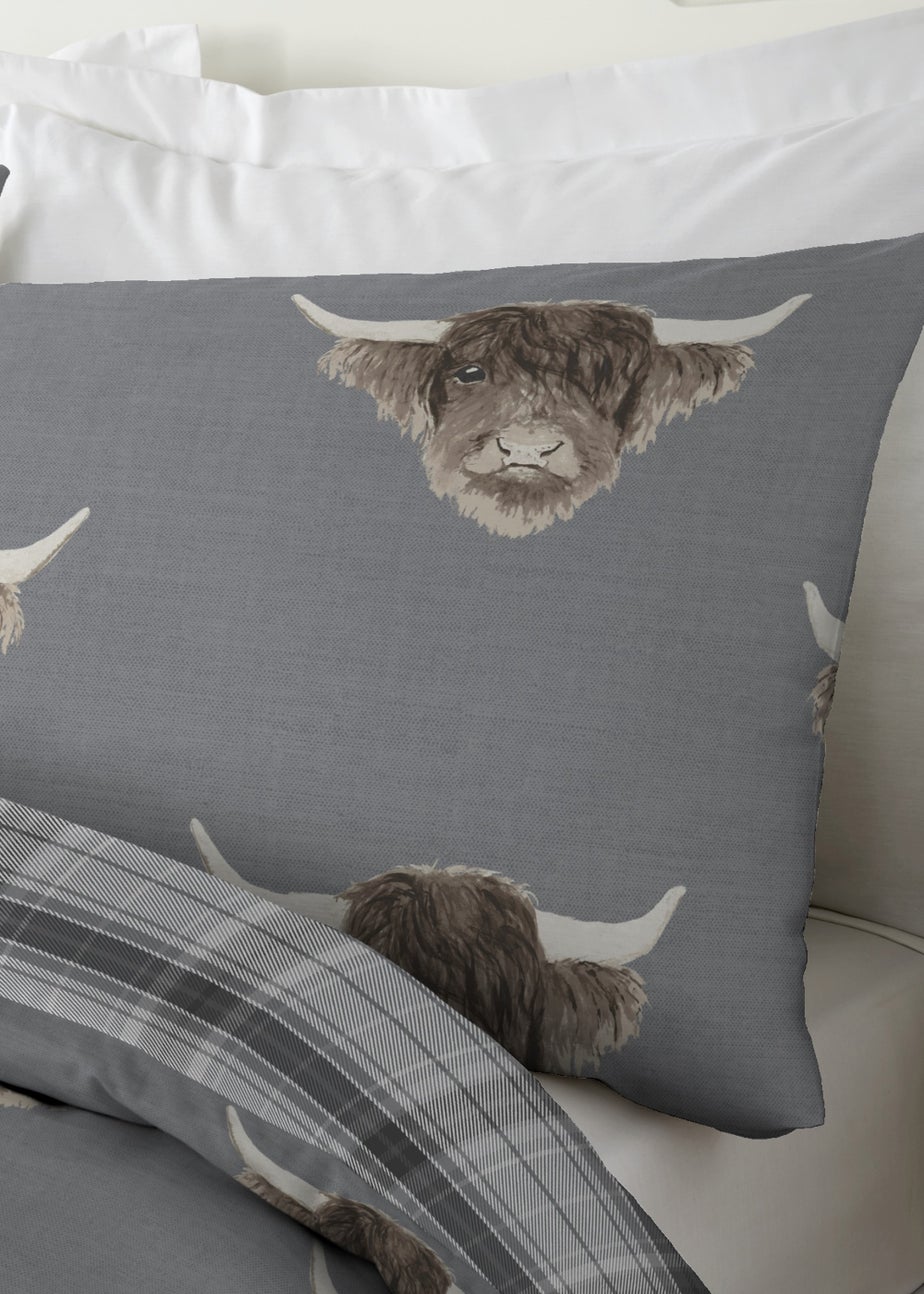 Fusion Highland Cow Grey Duvet Cover Set