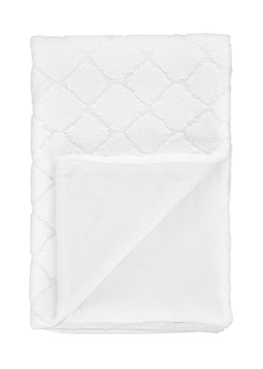 Catherine Lansfield Cosy Diamond Faux Fur Soft 130x170cm Blanket Throw White