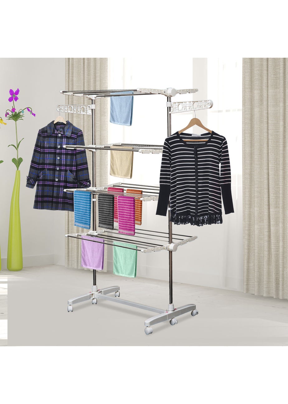 HOMCOM 4 Layer Folding Rail Airer Dryer Rack  (172cm x 80-142cm x 55cm)