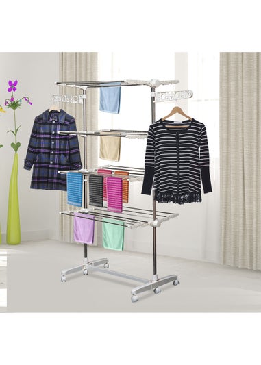 HOMCOM 4 Layer Folding Rail Airer Dryer Rack (172cm x 80-142cm x 55cm)