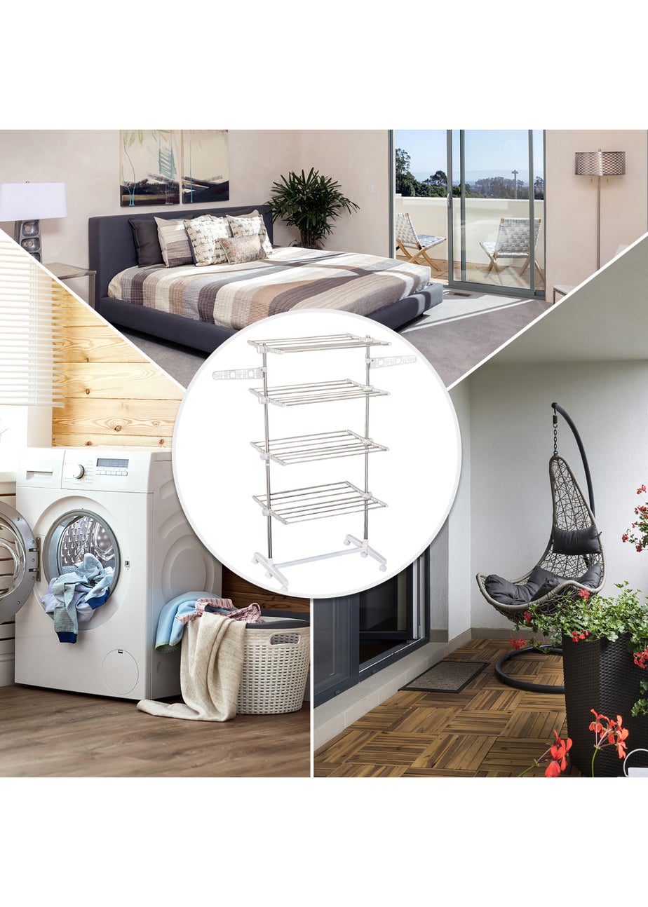 HOMCOM 4 Layer Folding Rail Airer Dryer Rack  (172cm x 80-142cm x 55cm)