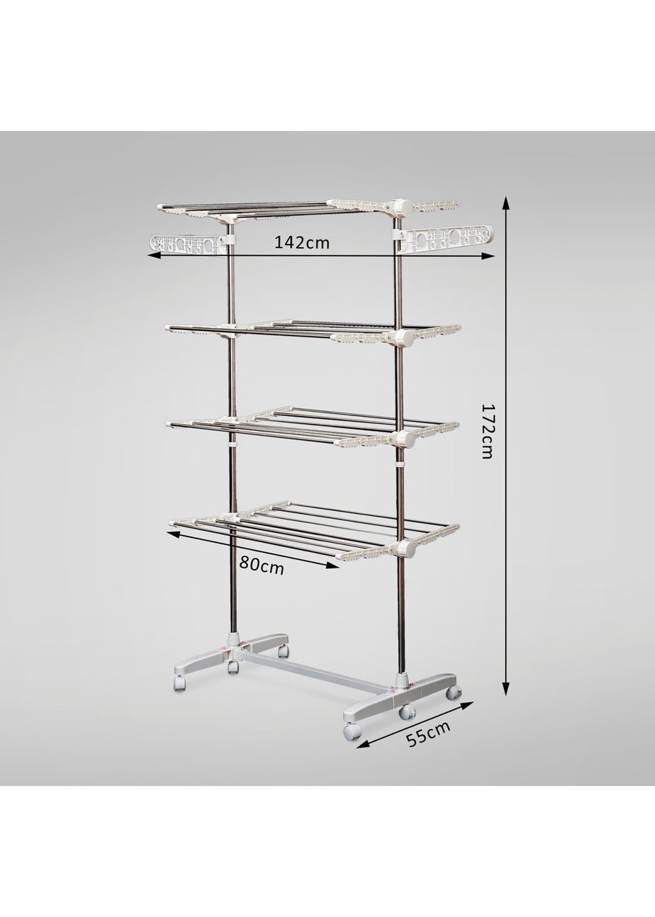 HOMCOM 4 Layer Folding Rail Airer Dryer Rack  (172cm x 80-142cm x 55cm)