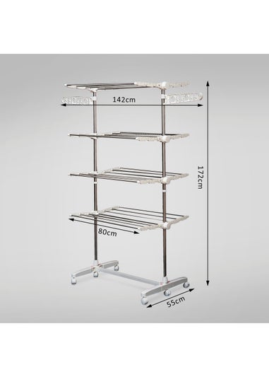HOMCOM 4 Layer Folding Rail Airer Dryer Rack (172cm x 80-142cm x 55cm)