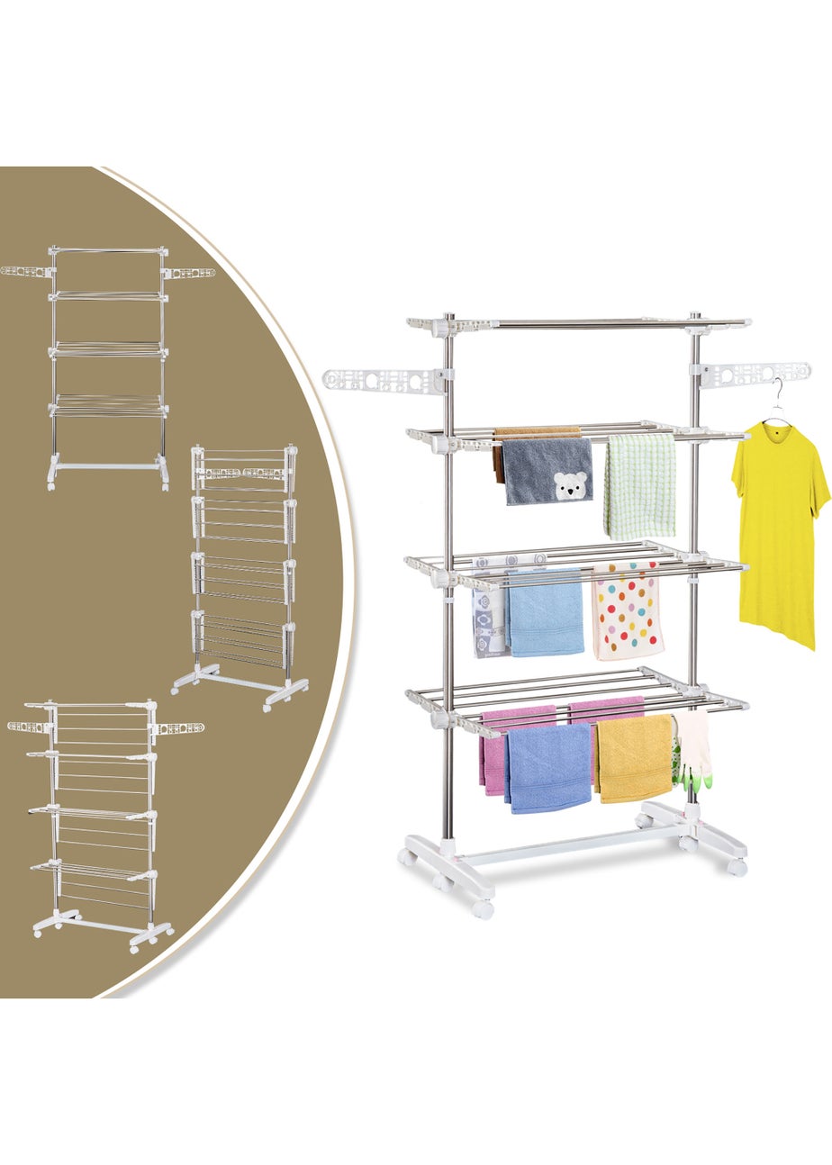 HOMCOM 4 Layer Folding Rail Airer Dryer Rack  (172cm x 80-142cm x 55cm)