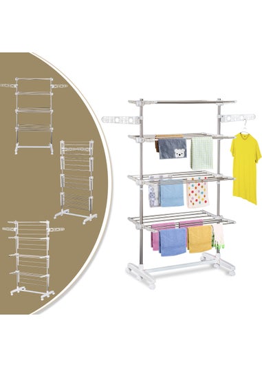 HOMCOM 4 Layer Folding Rail Airer Dryer Rack (172cm x 80-142cm x 55cm)