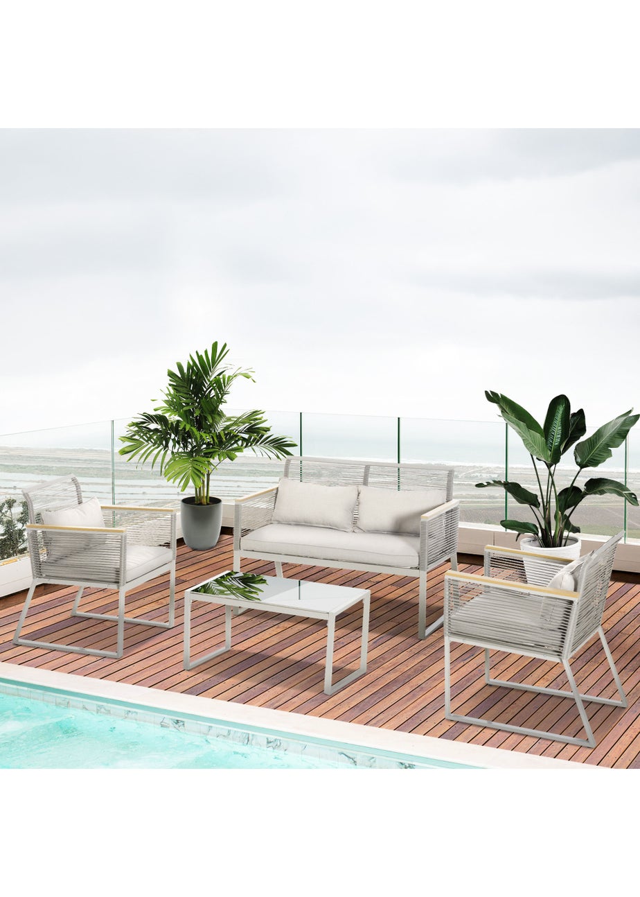 Outsunny 4 Piece Rope Rattan Effect Outdoor Furniture Set