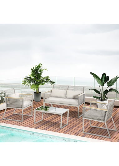 Outsunny 4 Piece Rope Rattan Effect Outdoor Furniture Set