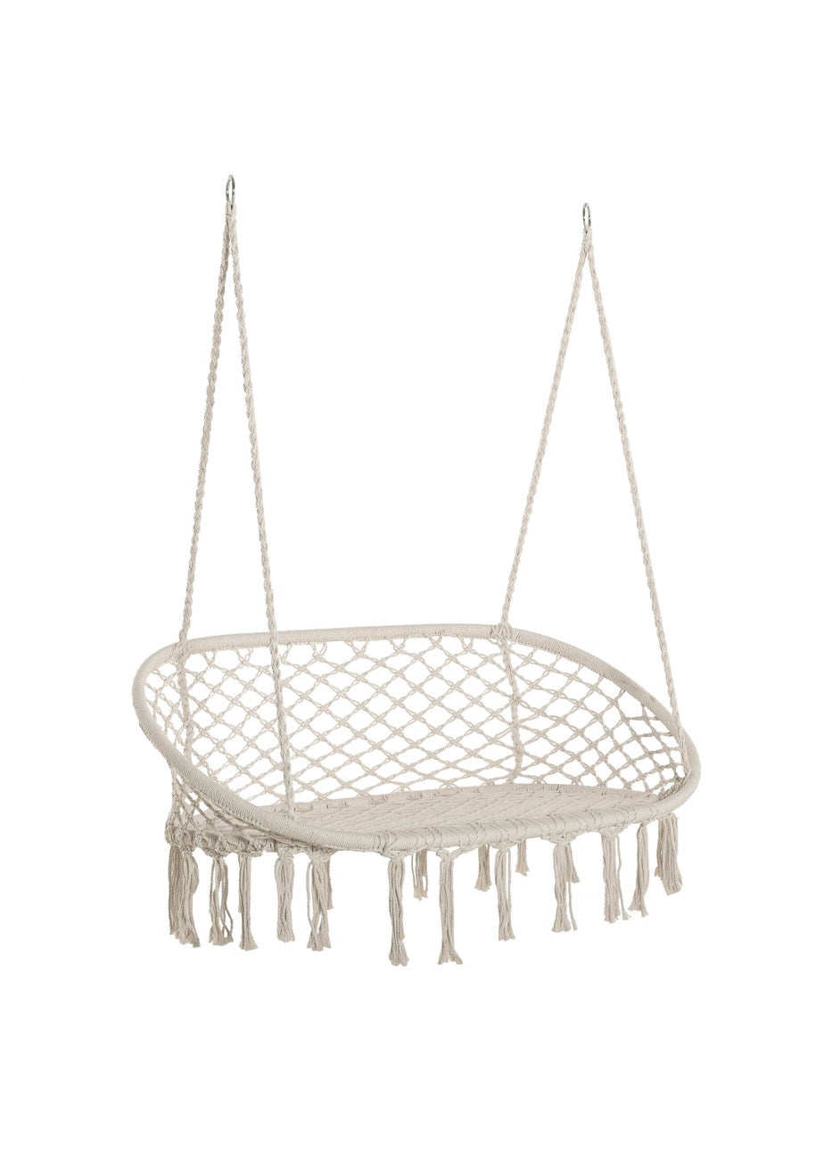 Outsunny 2-Seater Hanging Hammock Chair with Soft Cushion for Patio, Garden, Balcony, Living Room