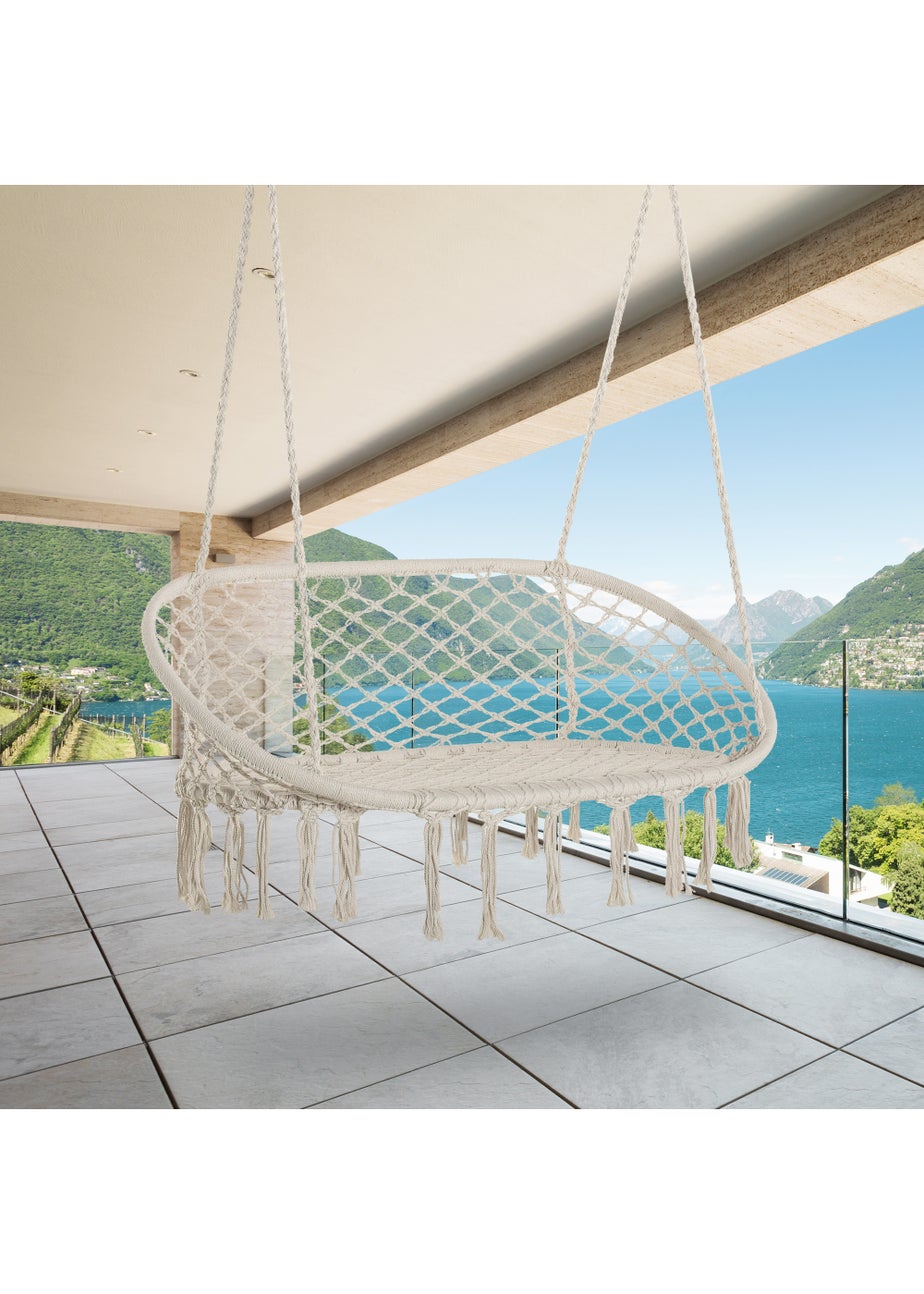 Outsunny 2-Seater Hanging Hammock Chair with Soft Cushion for Patio, Garden, Balcony, Living Room