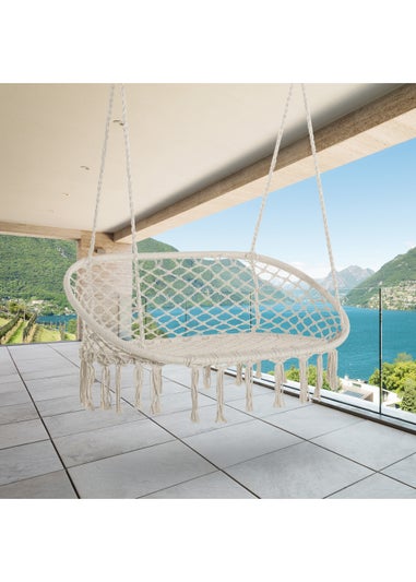 Outsunny 2-Seater Hanging Hammock Chair with Soft Cushion for Patio, Garden, Balcony, Living Room