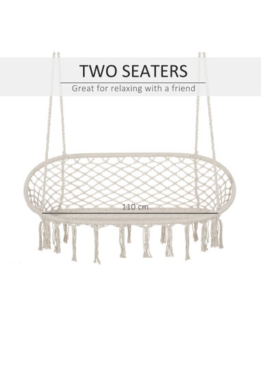 Outsunny 2-Seater Hanging Hammock Chair with Soft Cushion for Patio, Garden, Balcony, Living Room