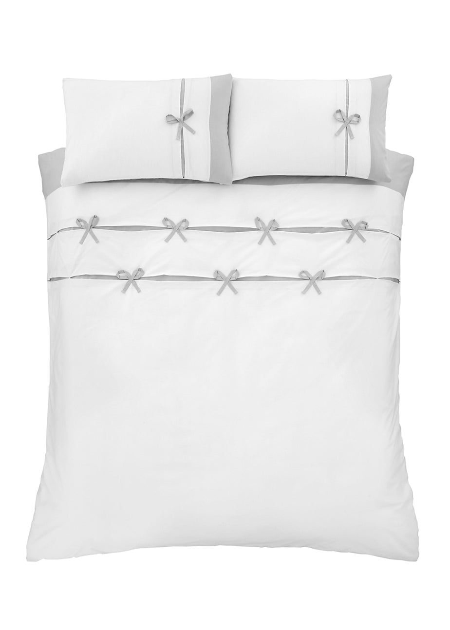 Catherine Lansfield Milo Bow Duvet Cover Set White