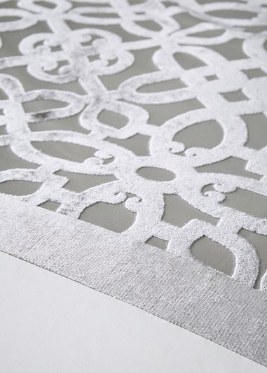 Catherine Lansfield Lattice Cut Velvet Duvet Cover Set Natural