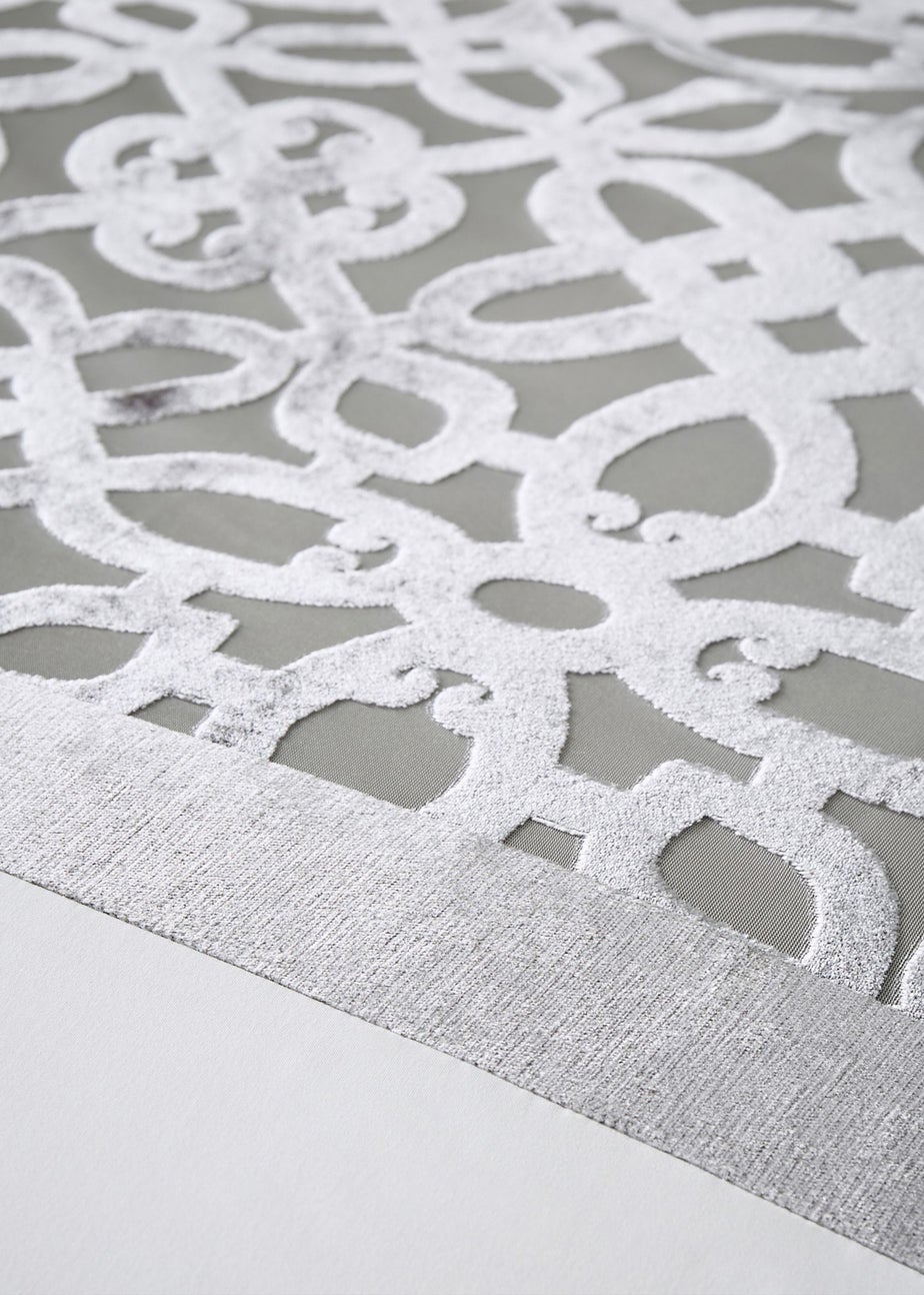 Catherine Lansfield Lattice Cut Velvet Duvet Cover Set Natural