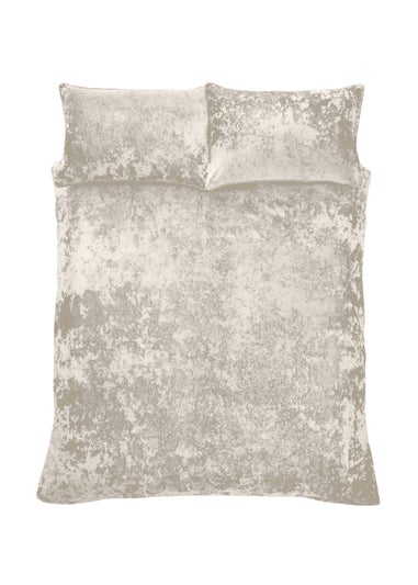 Catherine Lansfield Crushed Velvet Duvet Cover Set Natural
