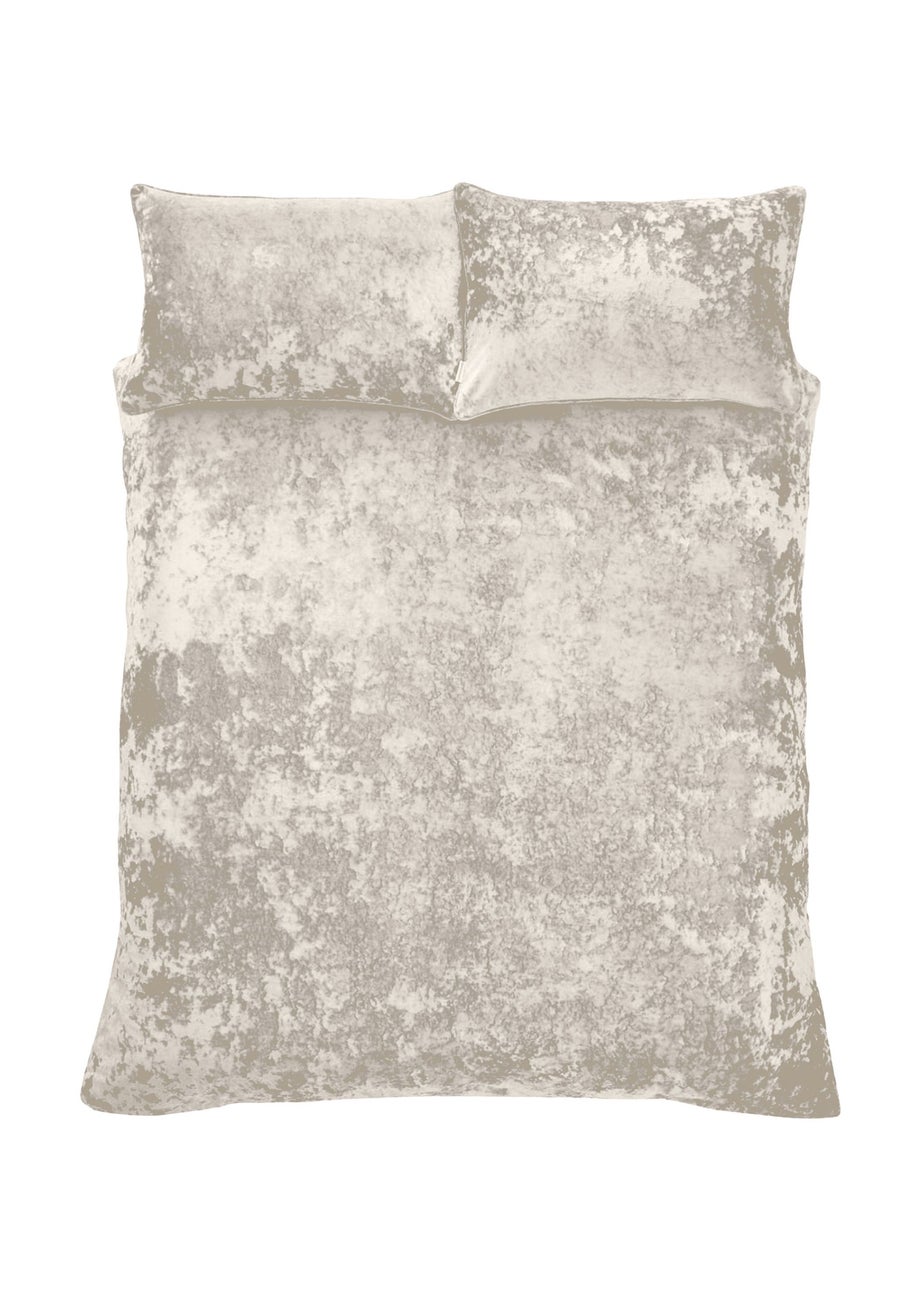 Catherine Lansfield Crushed Velvet Duvet Cover Set Natural