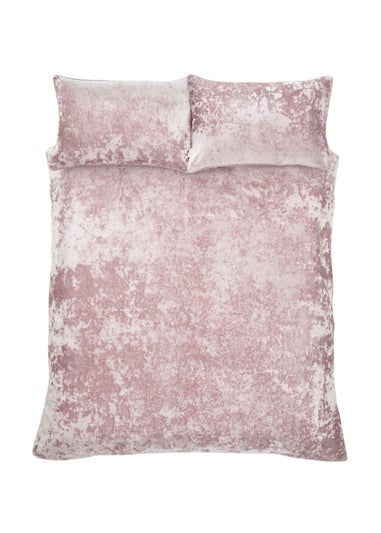 Catherine Lansfield Crushed Velvet Duvet Cover Set Blush Pink