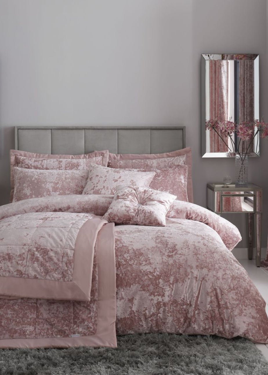 Catherine Lansfield Crushed Velvet Duvet Cover Set Blush Pink