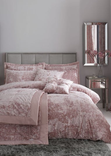 Catherine Lansfield Crushed Velvet Duvet Cover Set Blush Pink