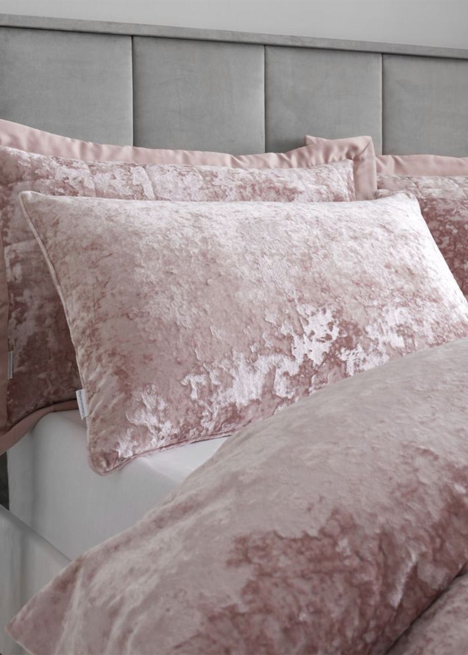 Catherine Lansfield Crushed Velvet Duvet Cover Set Blush Pink