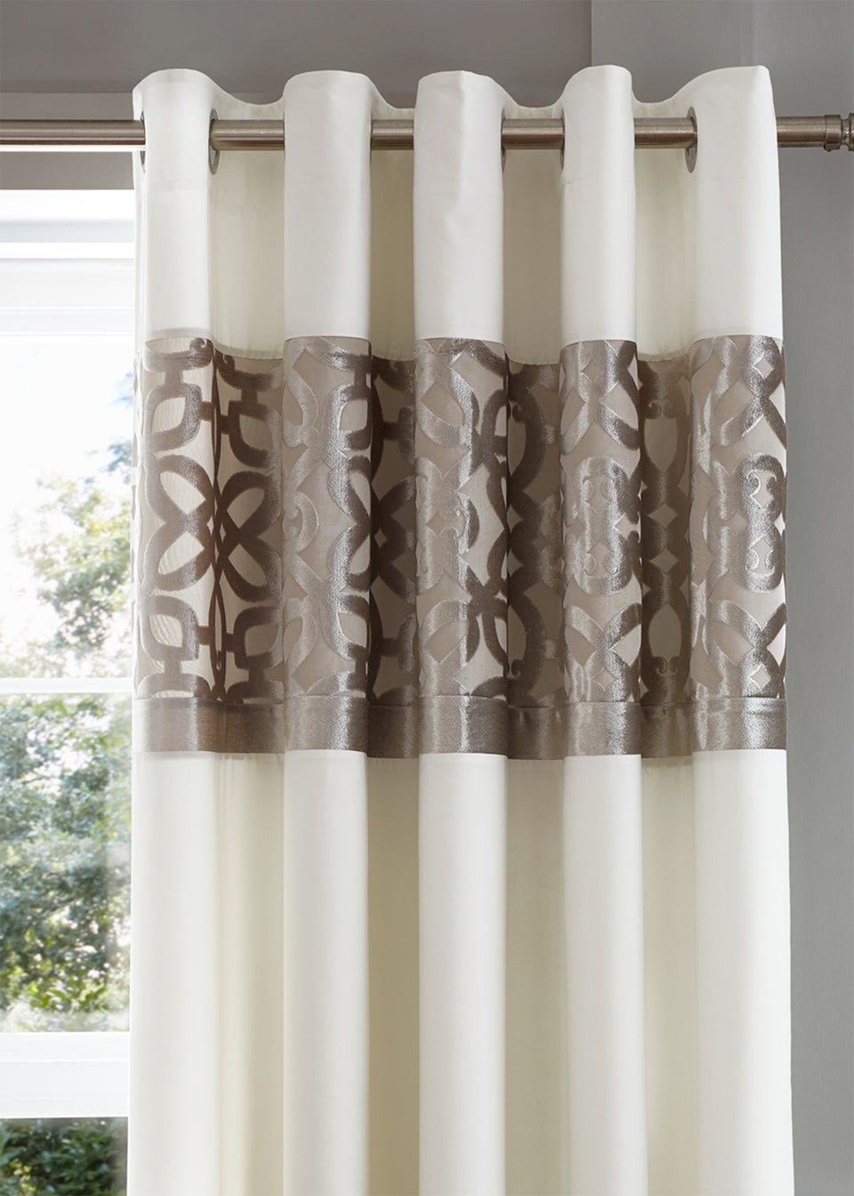 Catherine Lansfield Lattice Cut Velvet Lined Eyelet Curtains