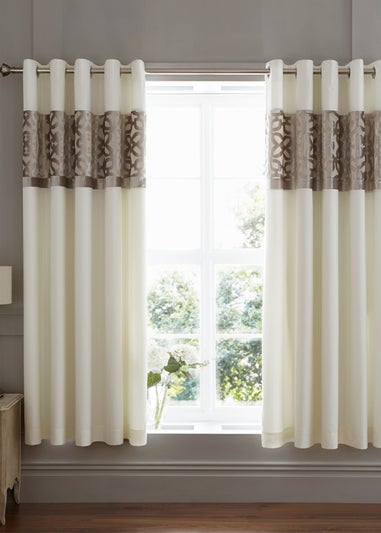 Catherine Lansfield Lattice Cut Velvet Lined Eyelet Curtains