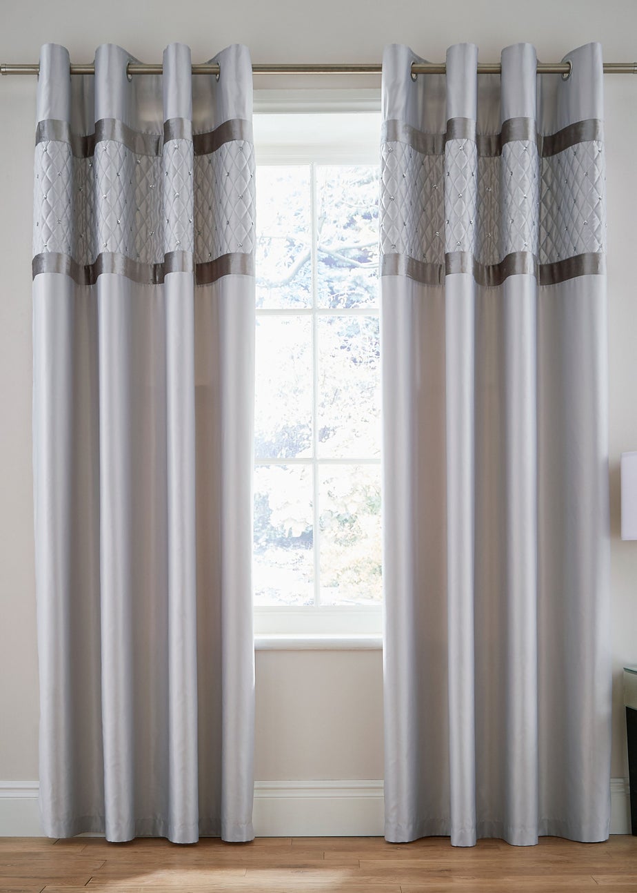 Catherine Lansfield Sequin Cluster Lined Eyelet Curtains