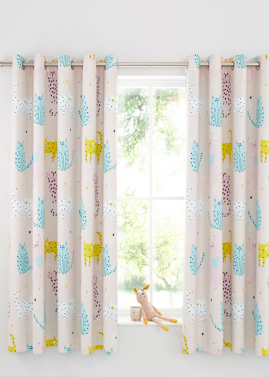 Catherine Lansfield Cute Cats Reversible Eyelet Curtains