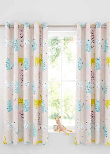 Catherine Lansfield Cute Cats Reversible Eyelet Curtains