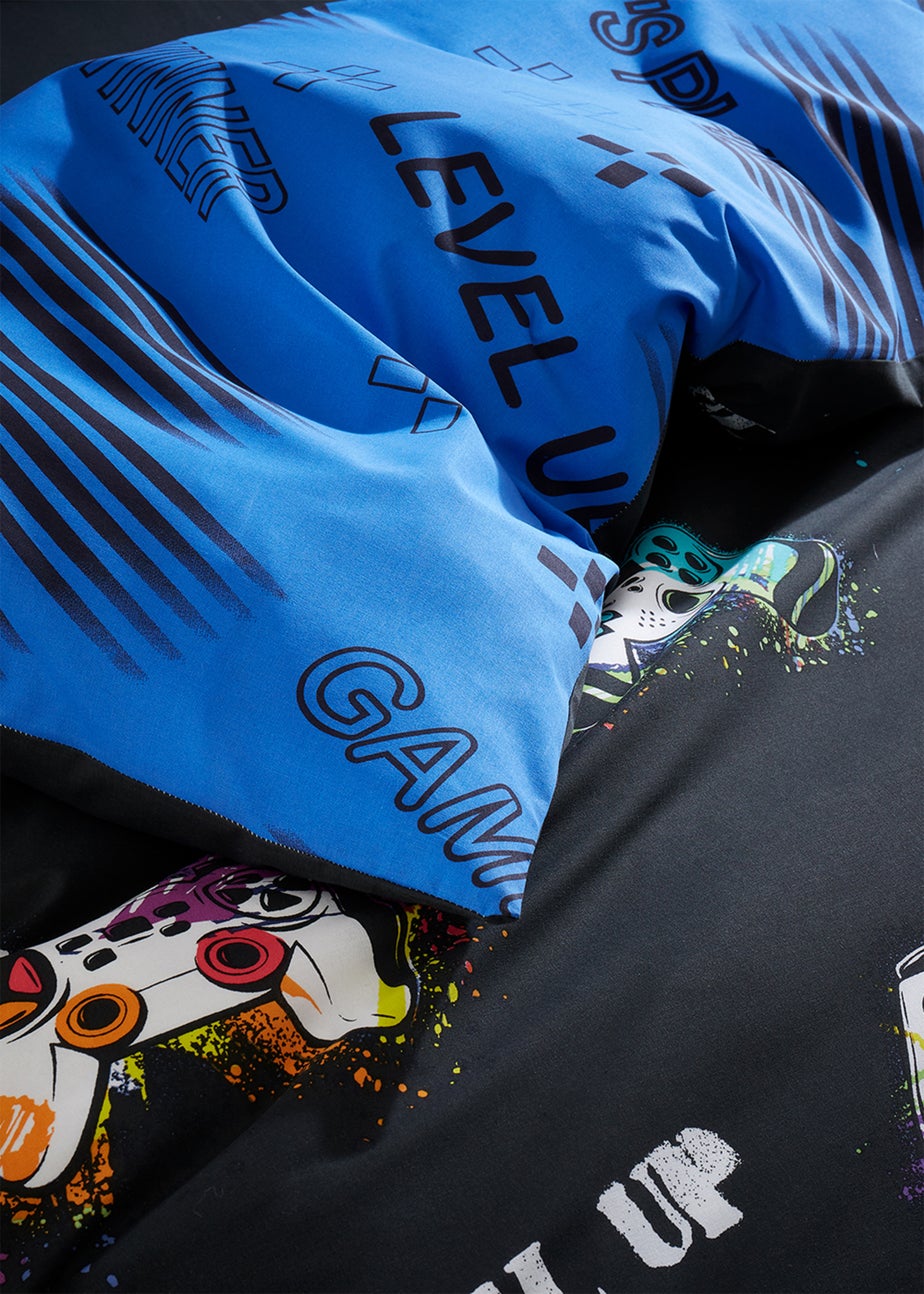 Catherine Lansfield Game Over Reversible Duvet Cover Set Black