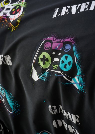 Catherine Lansfield Game Over Reversible Duvet Cover Set Black