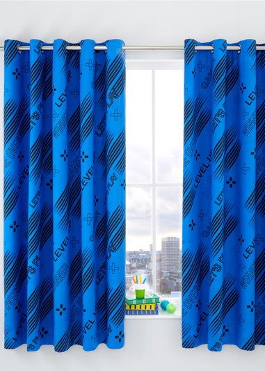 Catherine Lansfield Game Over Fully Reversible Eyelet Curtains Black