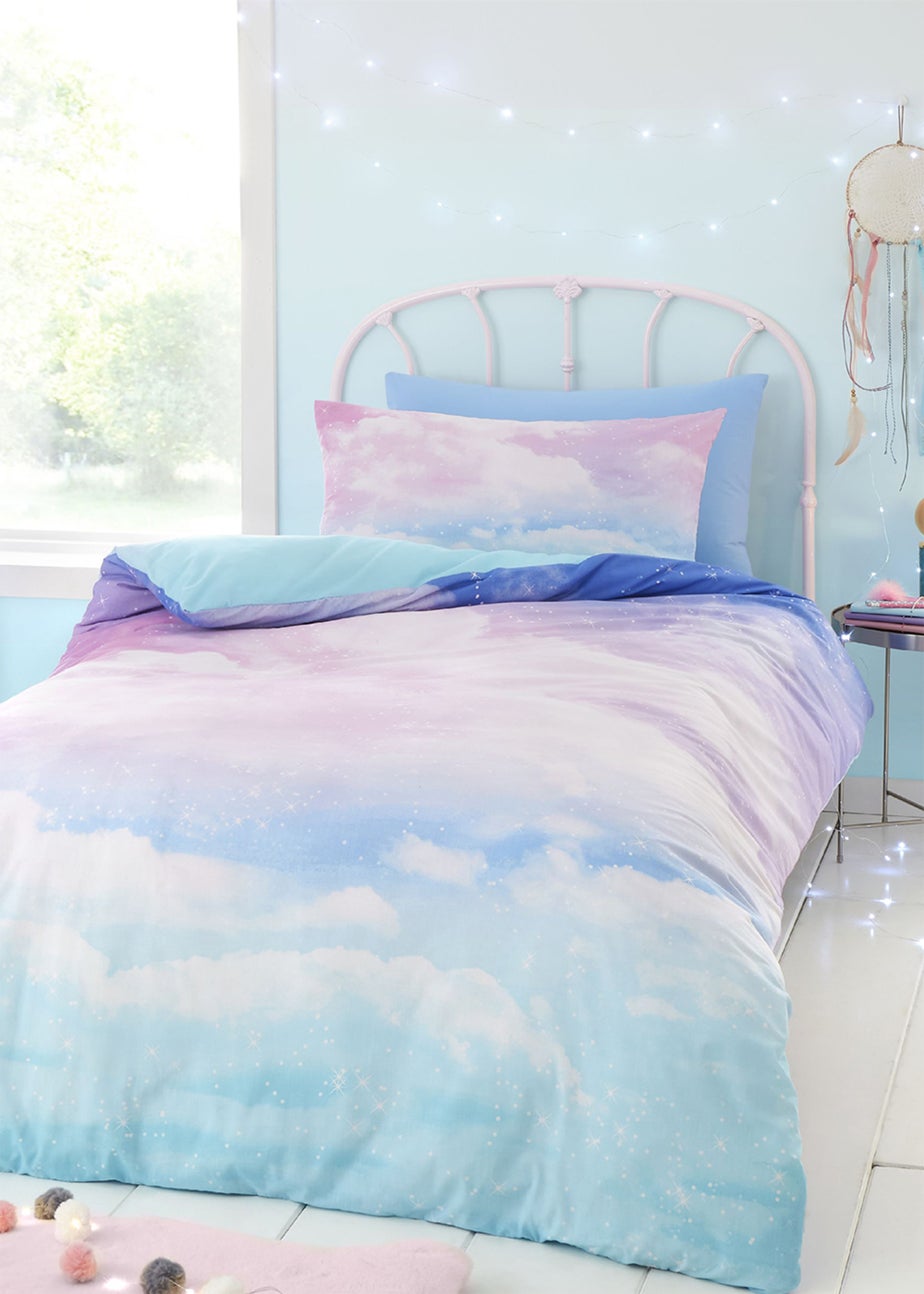 Catherine Lansfield Ombre Rainbow Clouds Reversible Duvet Cover Set Pastel
