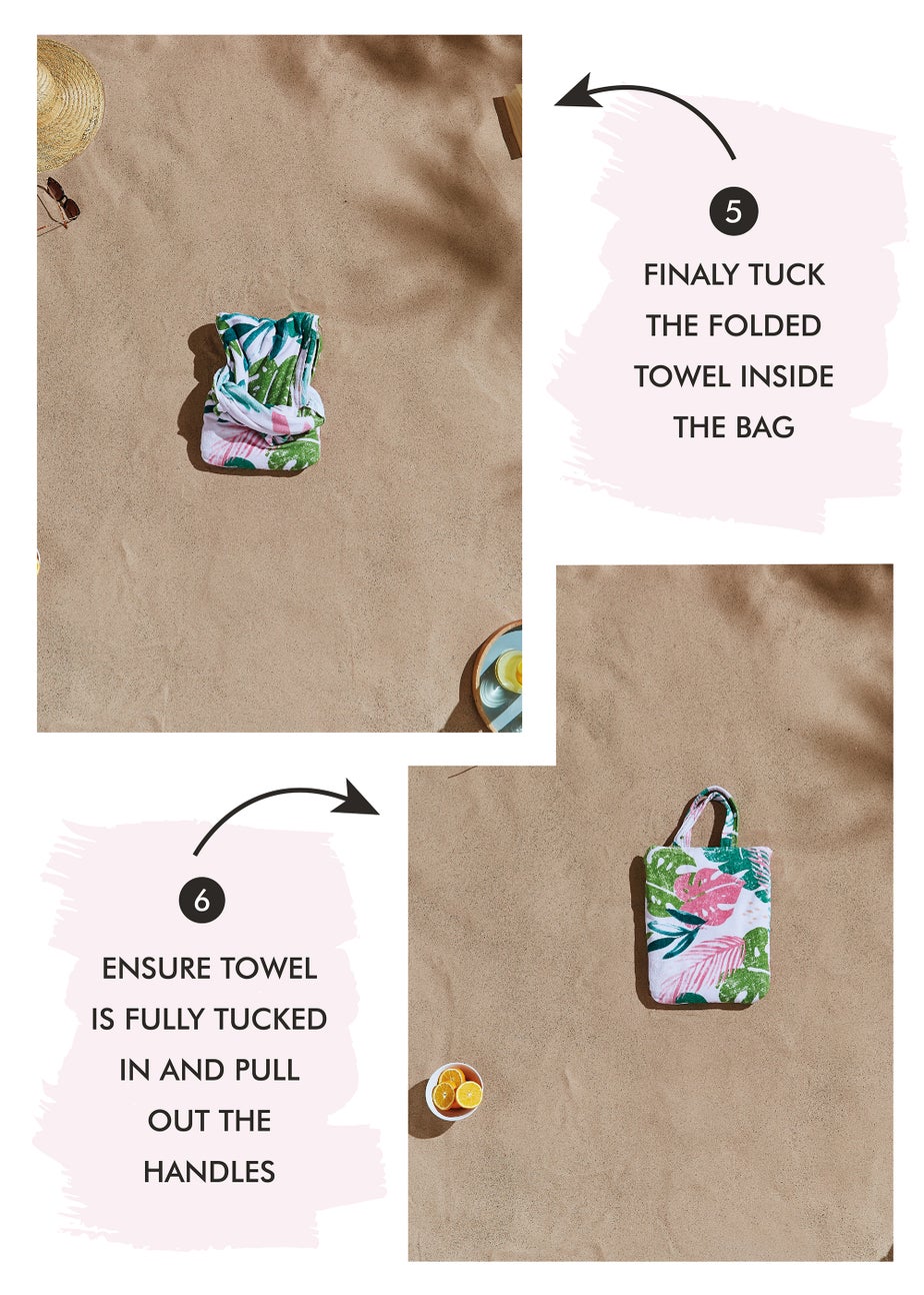 Catherine Lansfield Tropical Palm Cotton Beach Towel in a Bag