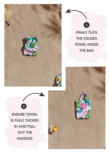 Catherine Lansfield Tropical Palm Cotton Beach Towel in a Bag