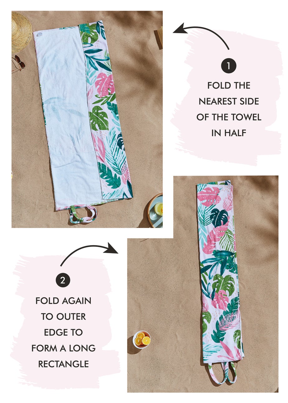 Catherine Lansfield Tropical Palm Cotton Beach Towel in a Bag