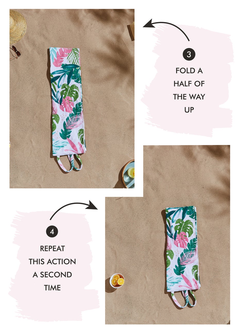 Catherine Lansfield Tropical Palm Cotton Beach Towel in a Bag