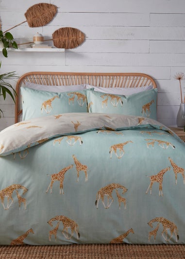 Fusion Milo Giraffe Blue Reversible Duvet Cover Set