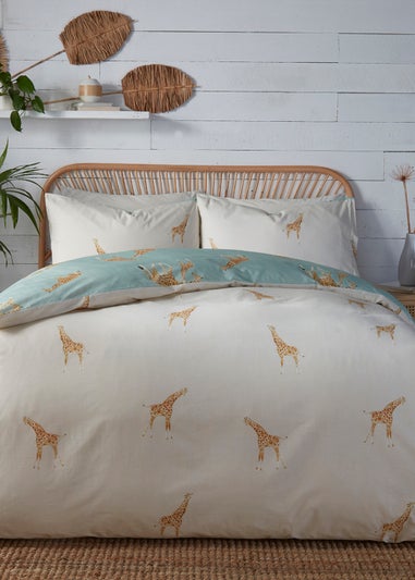 Fusion Milo Giraffe Blue Reversible Duvet Cover Set