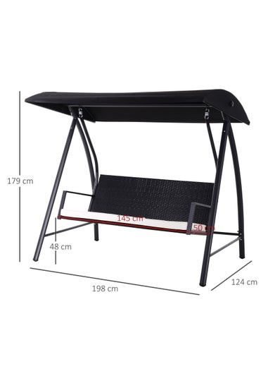 Outsunny 3 Seater Garden Rattan Swing Chair Hammock