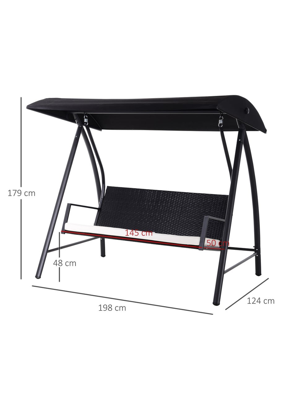 Outsunny 3 Seater Garden Rattan Swing Chair Hammock