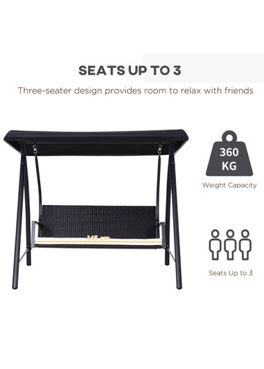 Outsunny 3 Seater Garden Rattan Swing Chair Hammock