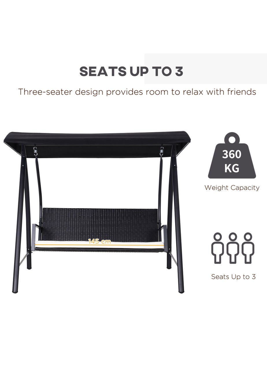 Outsunny 3 Seater Garden Rattan Swing Chair Hammock